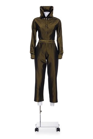 ALEXANDER McQUEEN Rare iridescent taffeta' suit DESCRIPTION: Rare green...