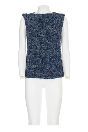 MAISON MARTIN MARGIELA Raw denim tape sleeveless vest DESCRIPTION: Raw weaved...