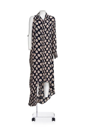 MAISON MARTIN MARGIELA Rare asymmetrical long dotted shirt dress DESCRIPTION:...