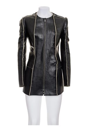 MAISON MARTIN MARGIELA Rare leather flat jacket DESCRIPTION: Rare black...