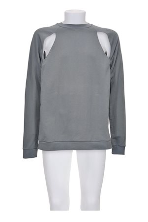 RAF SIMONS Sweatshirt with cut-out details DESCRIPTION: Pale blue grey...