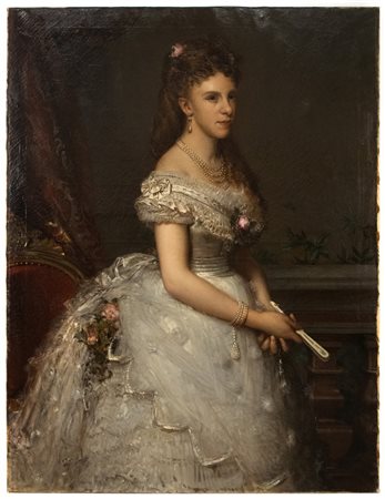 Roberto Bompiani   Coppia di ritratti raffiguranti il Conte Charles Cousin de Montauban de Palika e di nobildonna (verosimilmente Jane Butterfield) 1872-1873