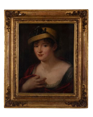 Pittore francese del XIX secolo   Donna con cappello 