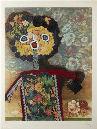 BAJ ENRICO (1924 - 2003) - Dama di fiori.