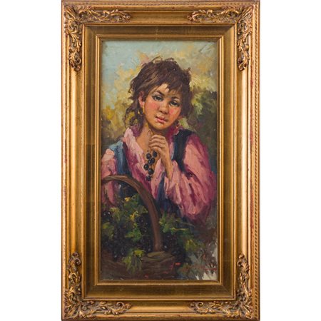 A. SANSONE, Ragazza, Olio su tela