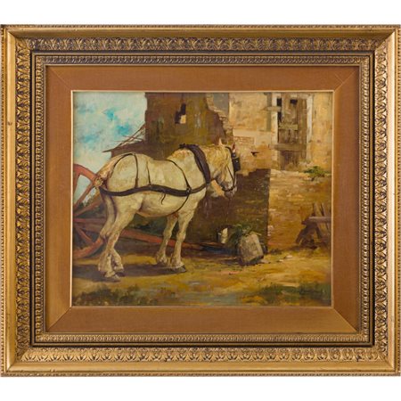 RIALDO GUIZZARDI, Paesaggio con cavallo, Olio su tela