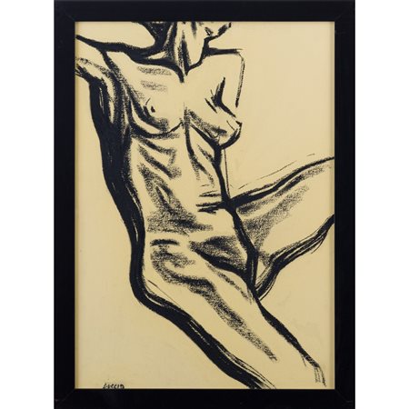 GIUSEPPE CUCCIO, Nudo femminile, Carboncino su carta