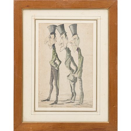 HONORÈ DAUMIER, Disegno acquarellato su cartoncino