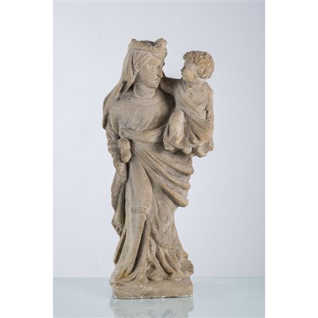 GIOVANNI PISANO, Madonna col Bambino Gesù, Scultura in pietra