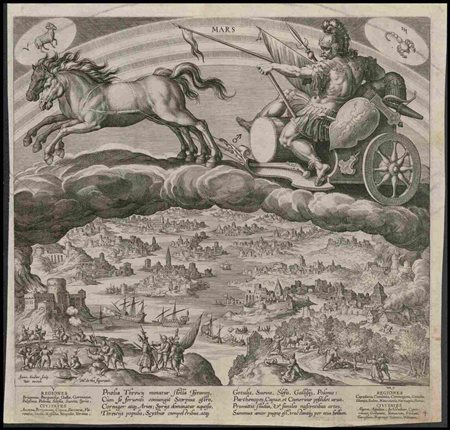 Johan Sadeler I (1550-1600) da Maarten de Vos (1532-1603) Mars, 1585 Bulino e...