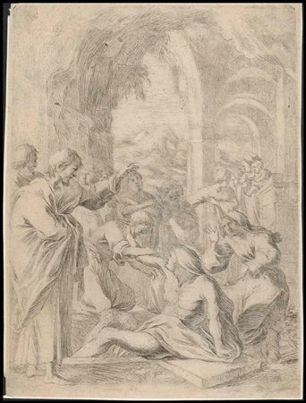 Claude Vignon (1593-1670) La risurrezione di Lazzaro Acquaforte, 255 x 190 mm...