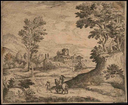 Giovanni Francesco Grimaldi (1606-1680), attribuito Paessaggio Acquaforte,...