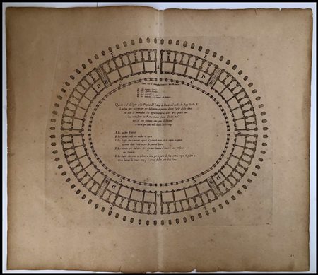 Pierre Mortier (1661-1711) stampatore Plan de l'Amphiteatre de Rome Bulino e...