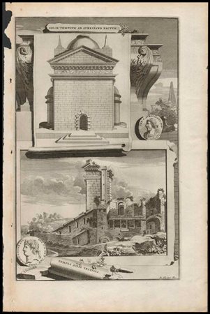 Jan Goeree (1670-1731) Lotto di 4 tavole raffiguranti monumenti di Roma...