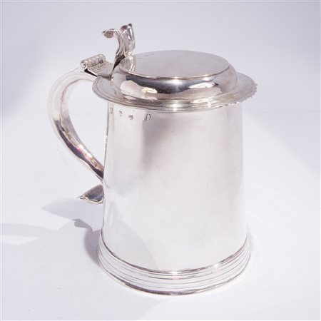 Flat top tankard in argento, Londra 1688