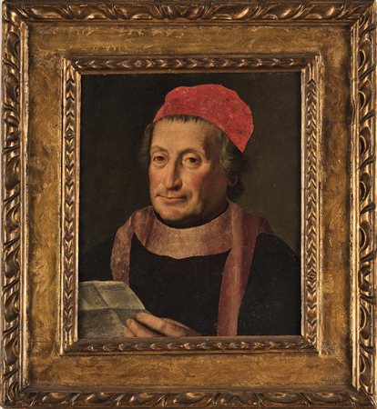 Scuola tedesca del XVI secolo, Ritratto di gentiluomo con berretto rosso