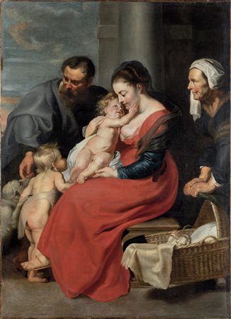 Pietro Paolo Rubens 1577 Siegen-1640 Anversa, bottega di, Sacra Famiglia con San Giovannino e Sant’Anna