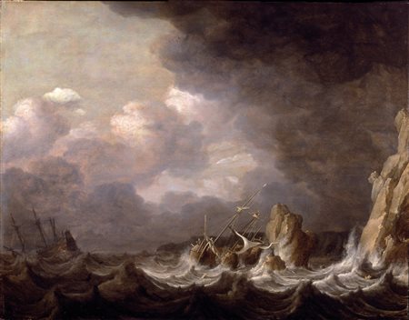 Pieter Mulier 1615 Haarlem-1670 Haarlem, detto il Vecchio, Marina in tempesta