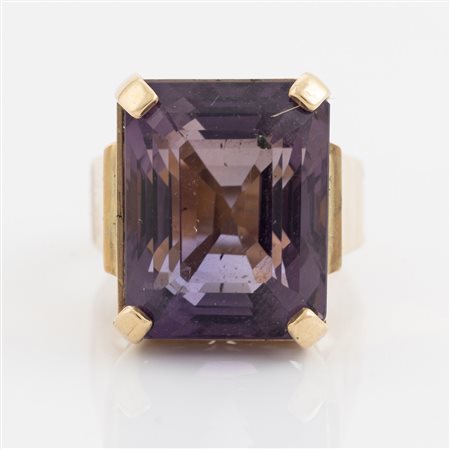 Emerald cut amethyst ring GHR, Stockholm 1988