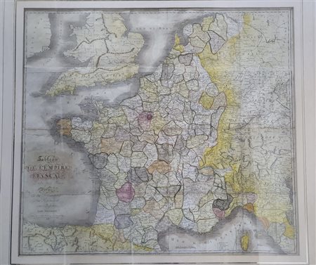 Engraving: General table and route of the French Empire