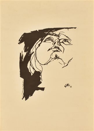 Renato Guttuso RITRATTO, 1969 fotolitografia su carta, cm 50x35 firma in...