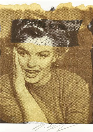 Giuliano Grittini MARILYN MONROE serigrafia su carta con applicazioni, cm...