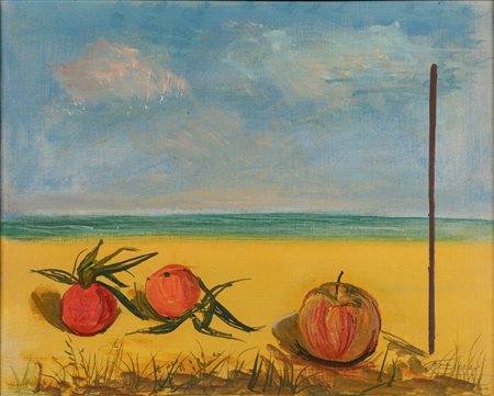 Achille Funi (Ferrara 1890-Appiano Gentile 1972)  - Natura morta con arance e mela