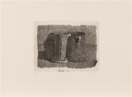 Giorgio Morandi (Bologna 1890-1964)  - Piccola natura morta con tre oggetti, 1961