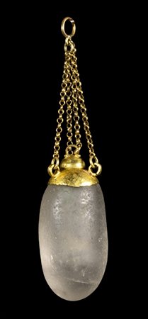 A FINE ROMAN GOLD AND ROCK CRYSTAL PERFUME BOTTLE. 