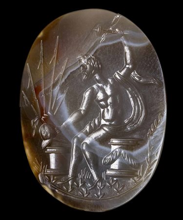 A LATE RENAISSANCE AGATE INTAGLIO. HEPHAESTUS FORGING THE WEAPONS. 