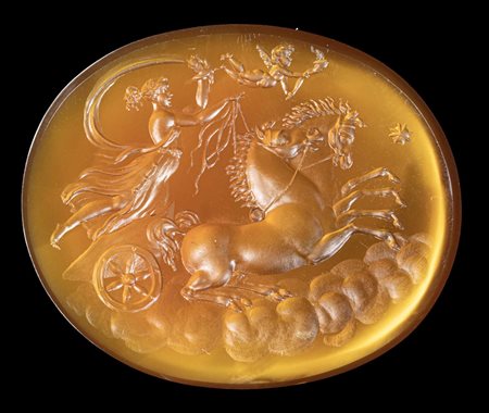 A LARGE NEOCLASSICAL CARNELIAN INTAGLIO. AURORA ON THE CHARIOT. 