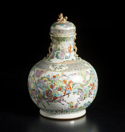 Vaso in porcellana Famiglia Rosa con scene, Cina, Dinastia Qing