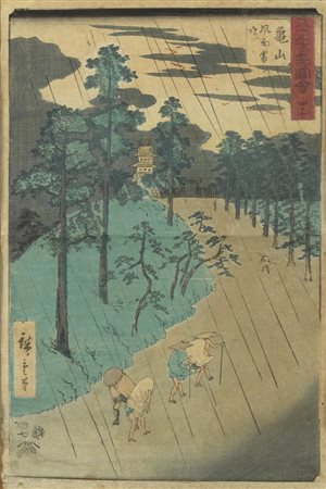  Arte Cinese - Hiroshige Utagawa 
Sulla strada di Kameyama 
Giappone, XIX secolo .