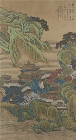  Arte Cinese - Dipinto jiehua con pagode
Cina, Qing, XIX secolo
.