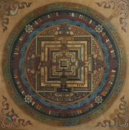  Arte Sud-Est Asiatico - Mandala di Kalachakra
Nepal(?), XX secolo.