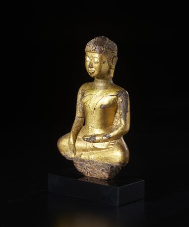  Arte Sud-Est Asiatico - Scultura in legno laccato dorato raffigurante Buddha
Birmania, XIX secolo .