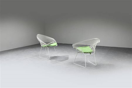 HARRY BERTOIA<BR>Coppia di sedie mod. Diamond