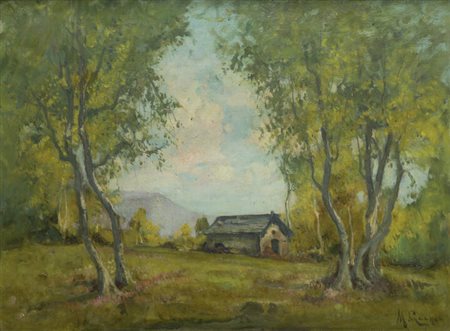 MARIO GACHET<BR>Torino 1879 - 1981<BR>"Paesaggio di campagna"