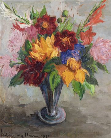 FELICE VELLAN<BR>Torino 1889 - 1976<BR>"Vaso di fiori" 1961