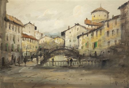 LUCIO CARGNEL<BR>Treviso 1903 -1998 Milano<BR>"I navigli a Milano"