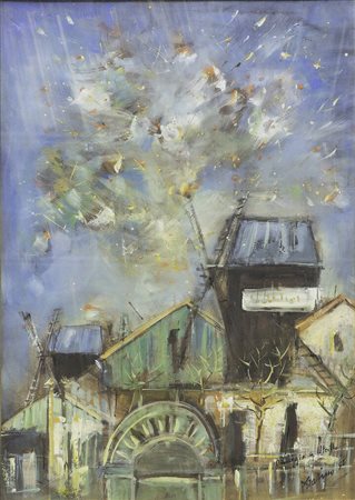 PIERO GARINO<BR>Leinì (TO) 1922 - 2009 Torino<BR>"Omaggio a Utrillo" 1958