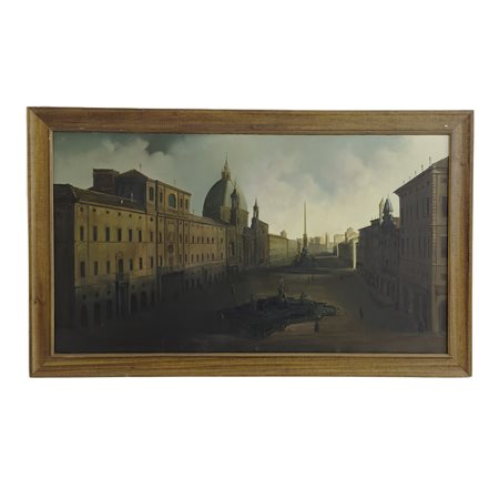 Veduta di Piazza Navona, olio su tela, cm. 50x90