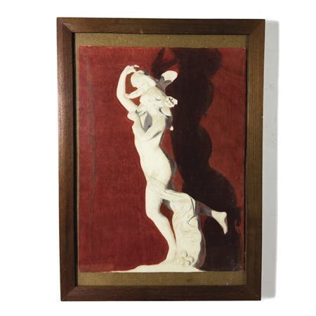 Venere e Amore, acquarello su carta datato 1895, cm. 55x39,5