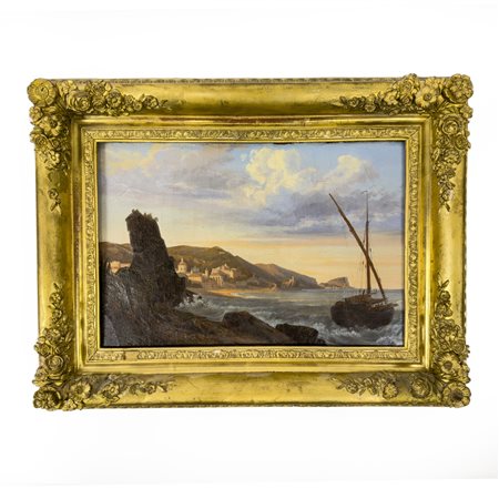 Gustav Wilhelm Palm Harlov 1810 - Stoccolma 1890, Veduta di Cetara, 1841 olio...