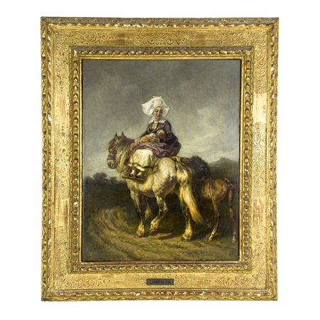 François Hippolyte Lalaisse Nancy 1812 - Parigi 1884, Contadina a cavallo con...