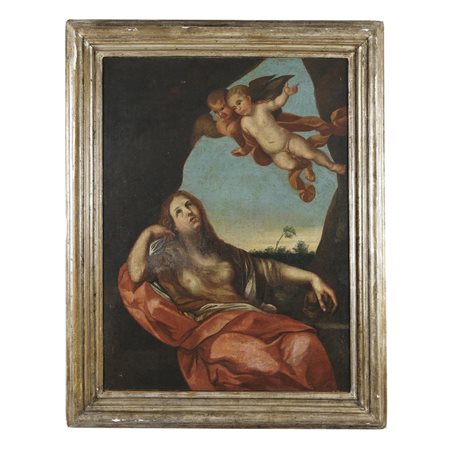 Pittore del XVIII secolo, Maddalena in penitenza (da Guido Reni) olio su...