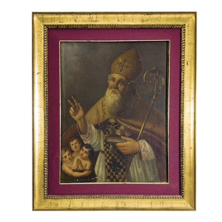 Pittore napoletano del XVIII secolo, San Nicola olio su tela, cm. 63x48,5