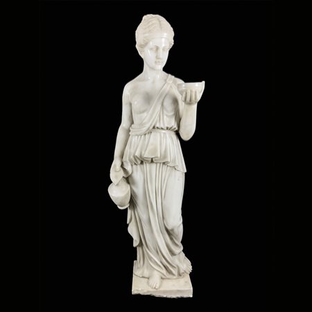 Scultura in marmo bianco raffigurante Ebe, h. cm. 136