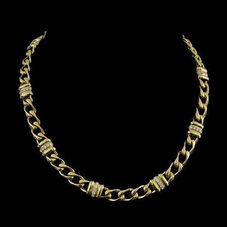 Collana in oro 18kt. con maglie a catena e diamanti taglio brillante per ct....