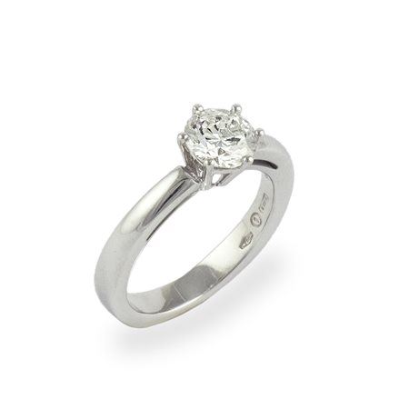 Damiani, anello in oro 18kt. con diamante solitario di ct. 0.81, G/VS1, mis....